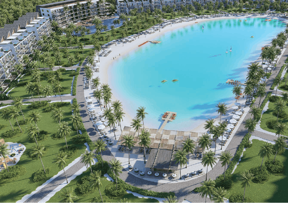 the beach aerial view rendering